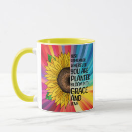 Inspiration und handgezeichnete Sonnenblume Tasse