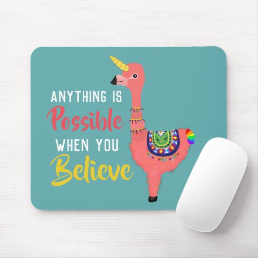 Inspiration Unicorn Flamingo Llama glauben Zitat Mousepad (Mit Mouse)