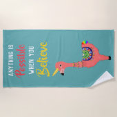 Inspiration Unicorn Flamingo Llama glauben Zitat Strandtuch (Vorderseite)