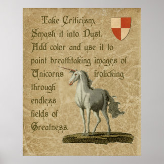 Inspiration Unicorn Zitat Antikes Pergament Poster