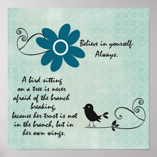 Inspiration Vertrauen Sie Ihren eigenen Wings Zita Poster (Vorne)