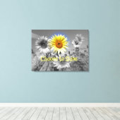 Inspiration wählen Sie Zitat mit Sonnenblumen Leinwanddruck (Insitu (Holzboden))