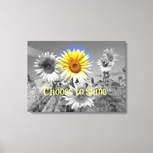 Inspiration wählen Sie Zitat mit Sonnenblumen Leinwanddruck (Vorderseite)