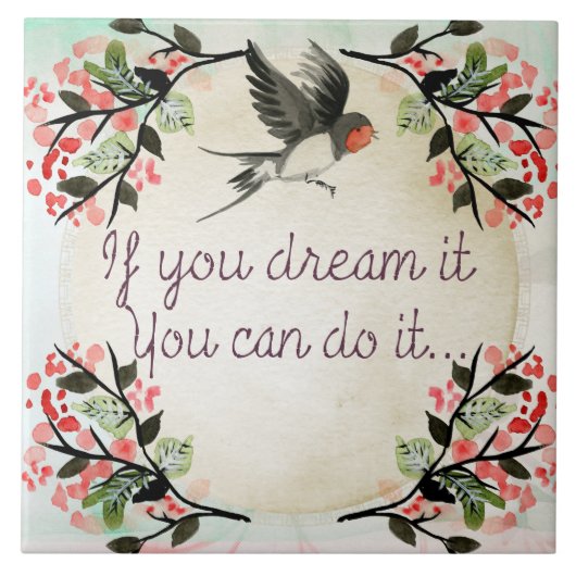 Inspiration, wenn Sie träumen, es Aquarell Fliese (Vorderseite)