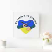 Inspiration: Wir stehen mit der Ukraine Quadratische Wanduhr (Zuhause)