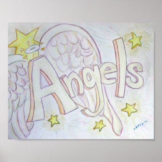 Inspiration Word Angels Art Poster Print (Vorne)