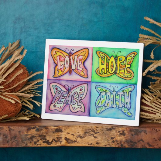 Inspiration Word Art Butterfly Malerei Plaque Fotoplatte (Seite)