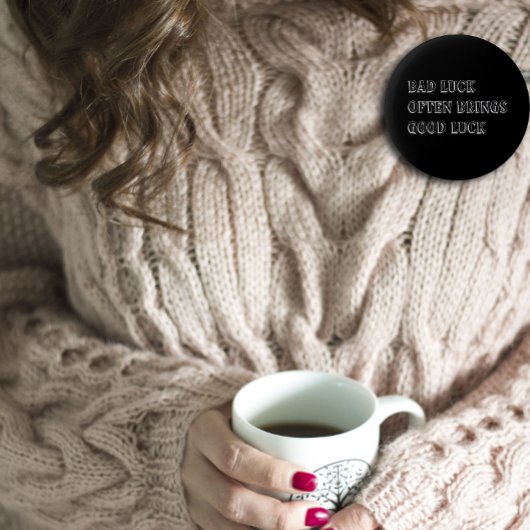 Inspiration Wort Glück bringt weißes Schwarz Button