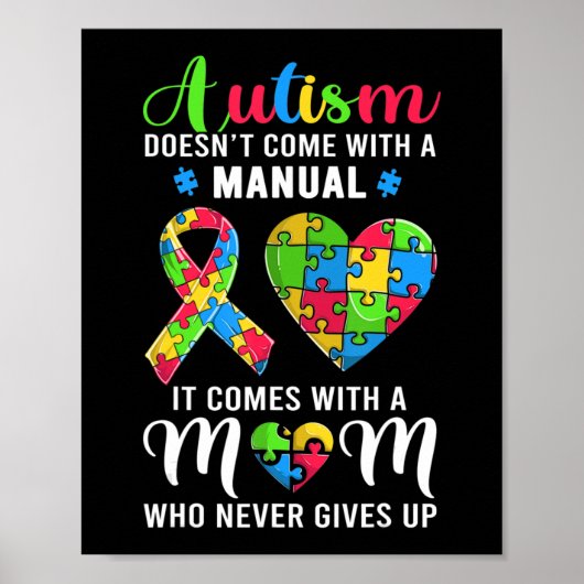 Inspiration Zitat Autismus Mama Shirt Autismus Awa Poster (Vorne)