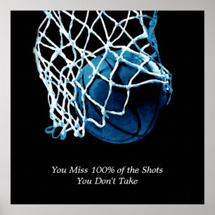 Inspiration Zitat Basketball Blue Square Poster