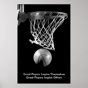 Inspiration Zitat Basketball Schwarzweiß Poster