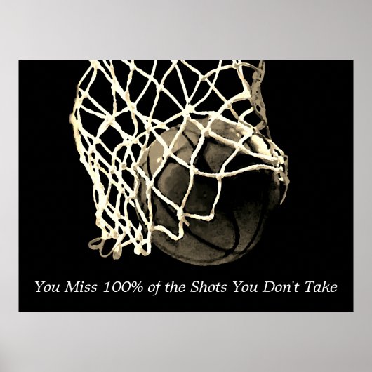 Inspiration Zitat Basketball Vintag Sepia Poster (Vorne)
