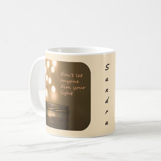 Inspiration Zitat Bokeh Lights Kaffeetasse (Vorderseite Links)