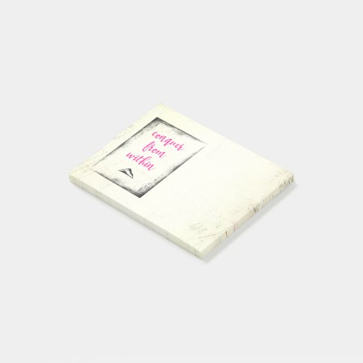 Inspiration Zitat Conquer aus der Typografie Post-it Klebezettel (angewinkelt)