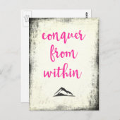 Inspiration Zitat Conquer aus der Typografie Postkarte (Vorne/Hinten)