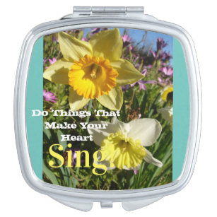 Inspiration Zitat Daffodische Frühlingsblüte Blume Taschenspiegel