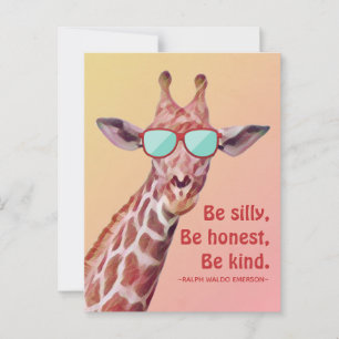 Inspiration Zitat Emerson Be Albern Fun Giraffe P Postkarte