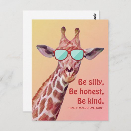 Inspiration Zitat Emerson Be Albern Fun Giraffe P Postkarte (Vorne/Hinten)