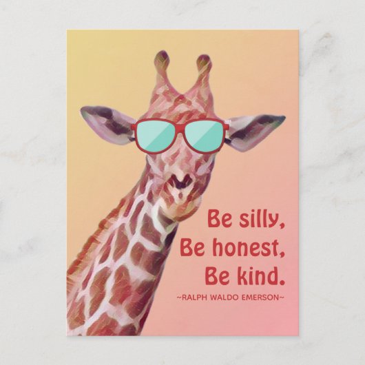 Inspiration Zitat Emerson Be Albern Fun Giraffe P Postkarte (Vorderseite)