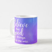 Inspiration Zitat glauben, gute Lila Wasserfarbe Kaffeetasse (Vorderseite Links)