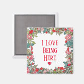 Inspiration Zitat I Liebe ist hier Folk Floral Magnet (Vorderseite/Rückseite)