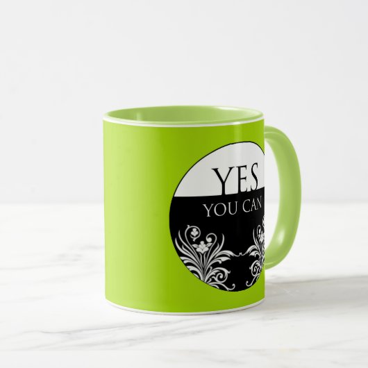 Inspiration Zitat Ja, Sie können grün werden Tasse (VorderseiteRechts)