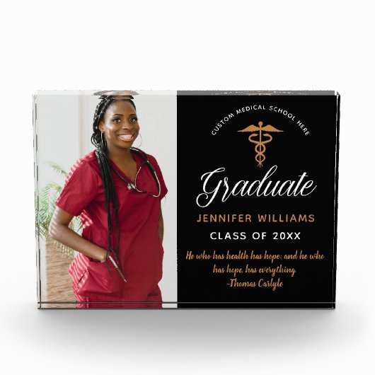 Inspiration Zitat Medical School Abschluss Chic Fotoblock (Vorderseite)