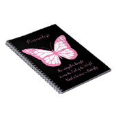Inspiration Zitat Pink Black Butterfly Notebook Notizblock (Rechte Seite)