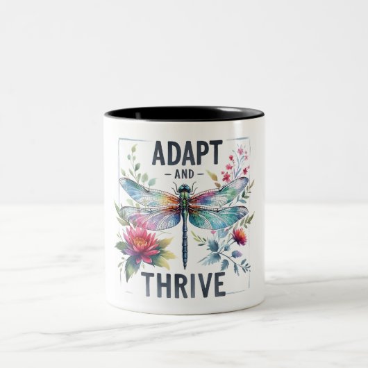 Inspiration/Zitat/Redewendungen/Libelle Zweifarbige Tasse (Mittel)