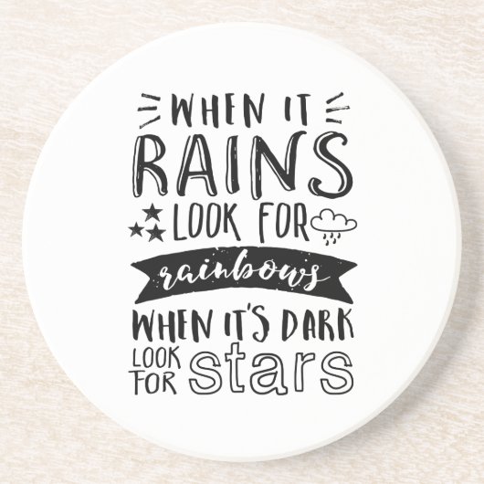 Inspiration Zitat suchen nach Star und Regenbogen Getränkeuntersetzer (Vorne)