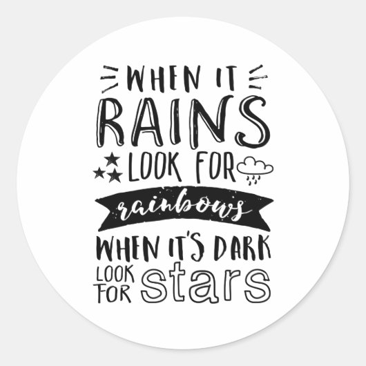 Inspiration Zitat suchen nach Star und Regenbogen Runder Aufkleber (Vorderseite)
