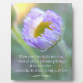 Inspiration Zitat Typografie Blumenmakro Foto Fotoplatte (Vorderseite)