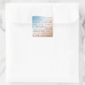 Inspiration Zitate Blue Brown Ombre Quadratischer Aufkleber (Tasche)