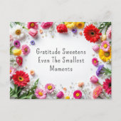 Inspiration Zitate Dankbarkeit farbenfrohe Blumen Postkarte (Vorderseite)