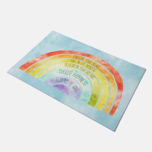 Inspiration-Zitate-Regenbogen Fußmatte (Schrägansicht)