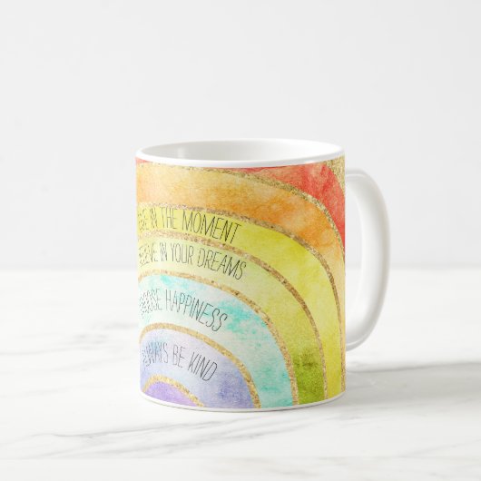 Inspiration-Zitate-Regenbogen Kaffeetasse (VorderseiteRechts)