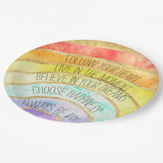 Inspiration-Zitate-Regenbogen     Pappteller (Schrägansicht)