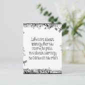 Inspiration zum Tanzen bei Regen Zitat Postkarte (Stehend Vorderseite)