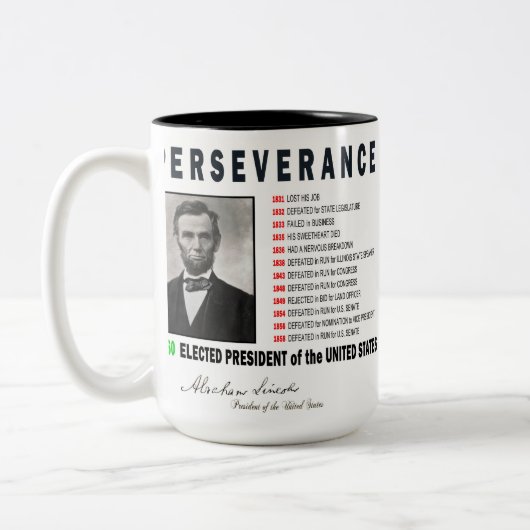 INSPIRATIONAL ABRAHAM LINCOLN ZWEIFARBIGE TASSE (Links)