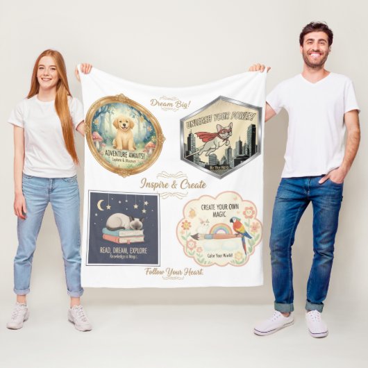 Inspirational animals and kids art collection fleecedecke (Beispiel)