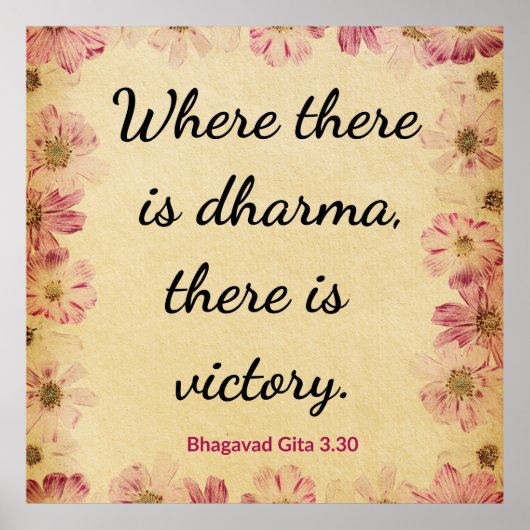 Inspirational Beige Pink Gita Dharma Victory  Poster (Vorne)