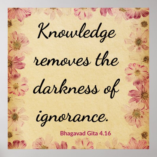 Inspirational Beige Pink Gita Knowledge Quote Art  Poster (Vorne)