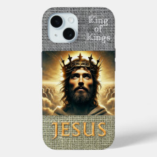 Inspirational  Bible Grey Hessian Jesus King Gold Case-Mate iPhone Hülle