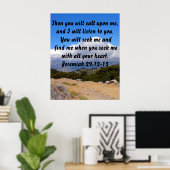 Inspirational Bible Verse Custom Jeremiah 29:12-13 Poster (Heimbüro)
