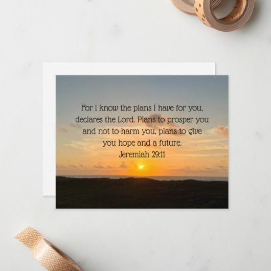 Inspirational Bible Verse Jeremiah 29:11 Kirche Mitteilungskarte (Vorderseite/Rückseite Beispiel)
