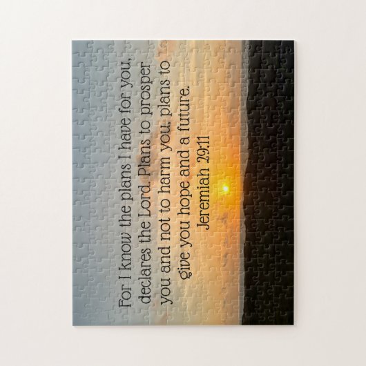 Inspirational Bible Verse Jeremiah 29:11 Sonnenauf Puzzle (Vertikal)