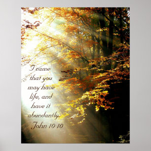 Inspirational Bible Verse John 10 10 Herbstlaub Poster