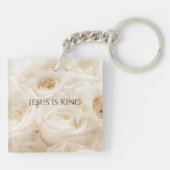 Inspirational Bible Verse John 15 White Roses Schlüsselanhänger (Rückseite)