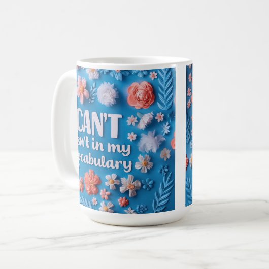 Inspirational Blue Blumenwachstums Kaffeetasse (Vorderseite Links)