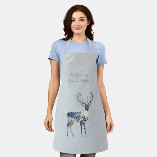 Inspirational Blue White Chic Deer Fox Schürze (Getragen)